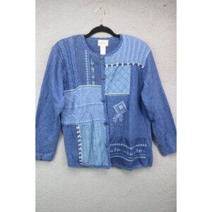 Napa Valley Petites Vintage Button Down Embroidered Sweater-Medium-Cottagecore